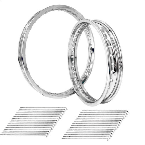 Par De Aros Traseiro E Dianteiro + Par Raios Cromado 4mm Biz 100 Biz 110 Biz 125