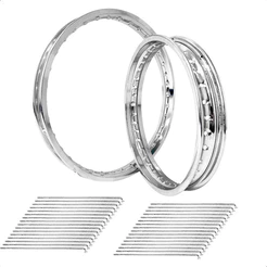Par De Aros Traseiro E Dianteiro + Par Raios Cromado 4mm Biz 100 Biz 110 Biz 125
