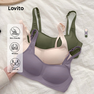 Lovito Sutiã Bralette Sexy Sem Costura Respirável Com Fivela Para Mulheres LNL43214 em Oferta na Shopee