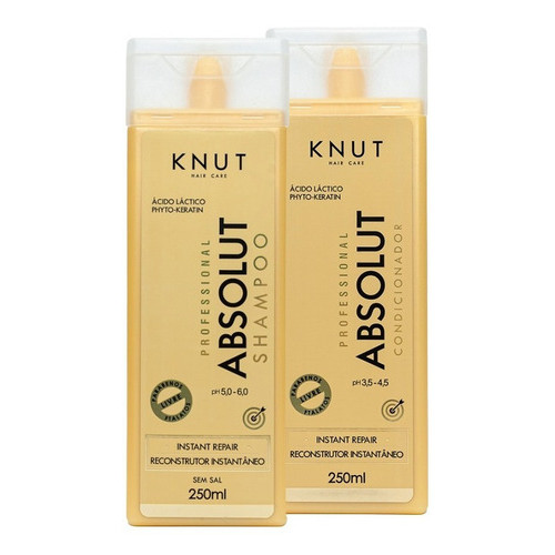 Kit Shampoo Condicionador Knut Absolut Reconstrução Capilar Shampoo 250ml + Condicionador 250ml