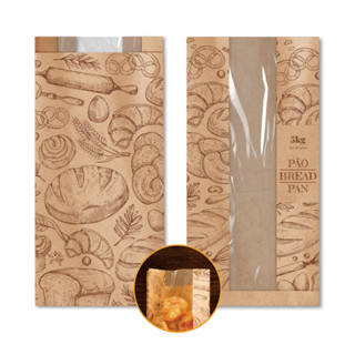 Saco Kraft Com Visor Para Pães 5kg Padaria Embalagem 500und - Marrom-claro em Oferta na Shopee