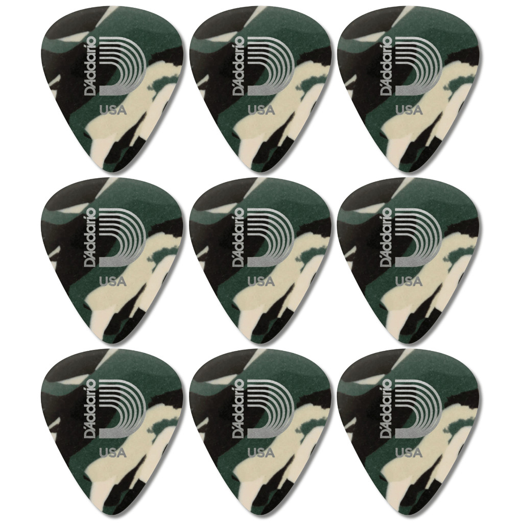 Kit 9 Palheta Celulóide Classic Camuflada D'Addario 1,25mm 1CCF7