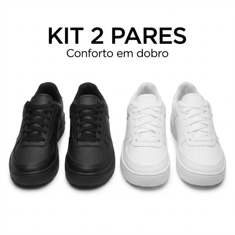 Kit 2 Pares Tênis Casual Masculino Feminino Confortável Promoção