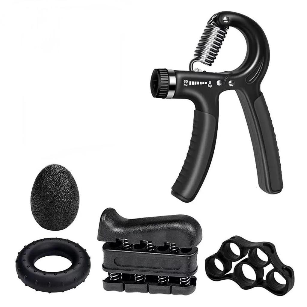 Kit 5 em 1 Hand Grip com Ajuste – Exercícios para Mãos, Punhos e Antebraços