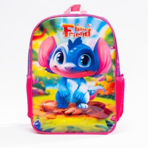 Mochila Escolar Infantil Blue Friend Azul ou Rosa Design Divertido De Costas Ajustáveis Resistente