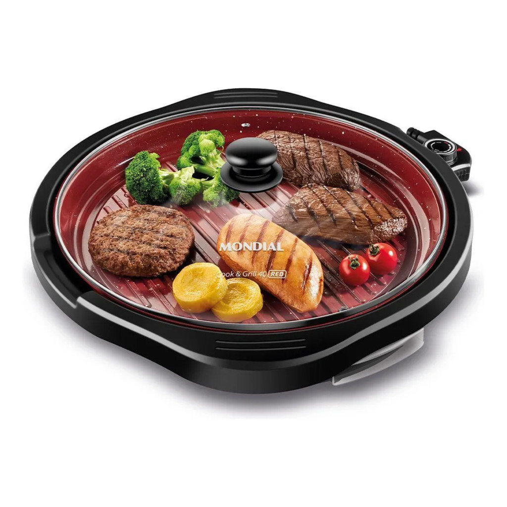 Grill Redondo Mondial Cook & Grill G-03-RC Vermelho Ceramic 127V/60Hz
