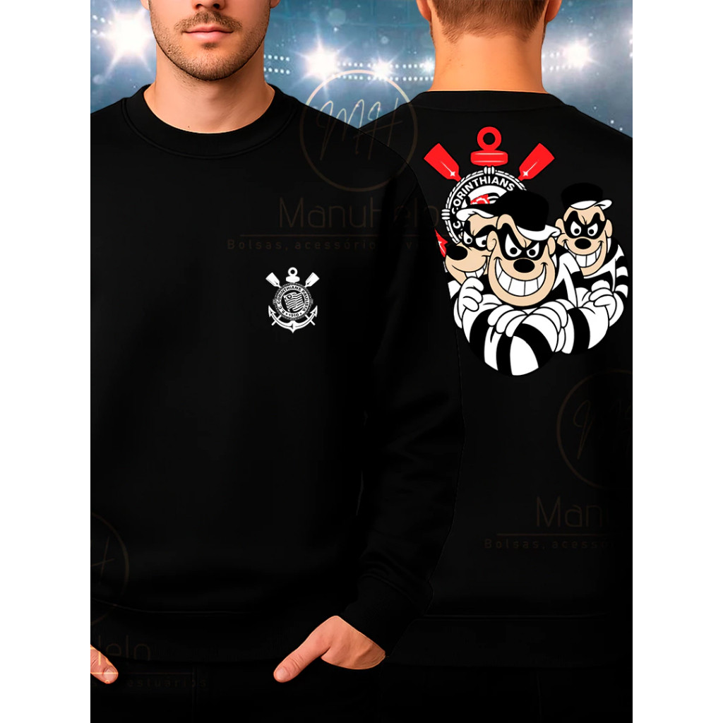 Blusa Moletom Sueter Gola Careca Corinthians Unissex Blusa De Frio Abrigo timão Time do Povo SCCP
