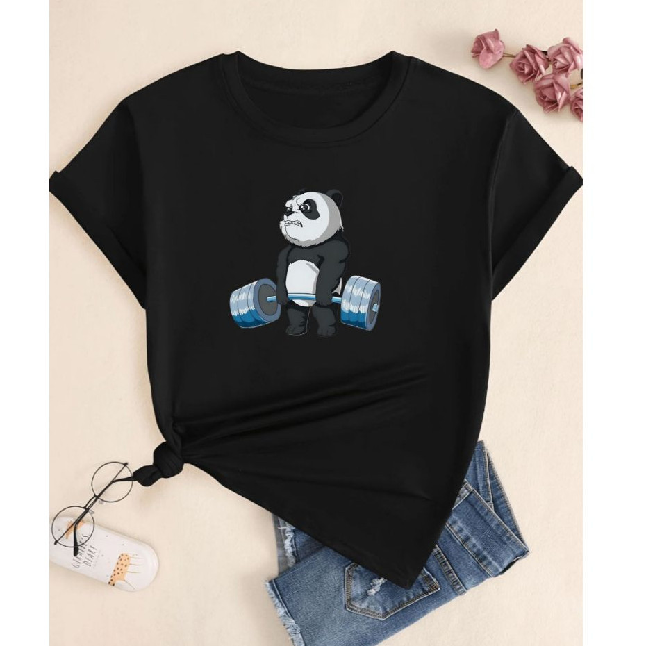 Camiseta Camisa Algodão LINDA Camiseta Masculina Feminina Estampa Urso Panda Academia Fitness Cross Fit Camisa Algodão P