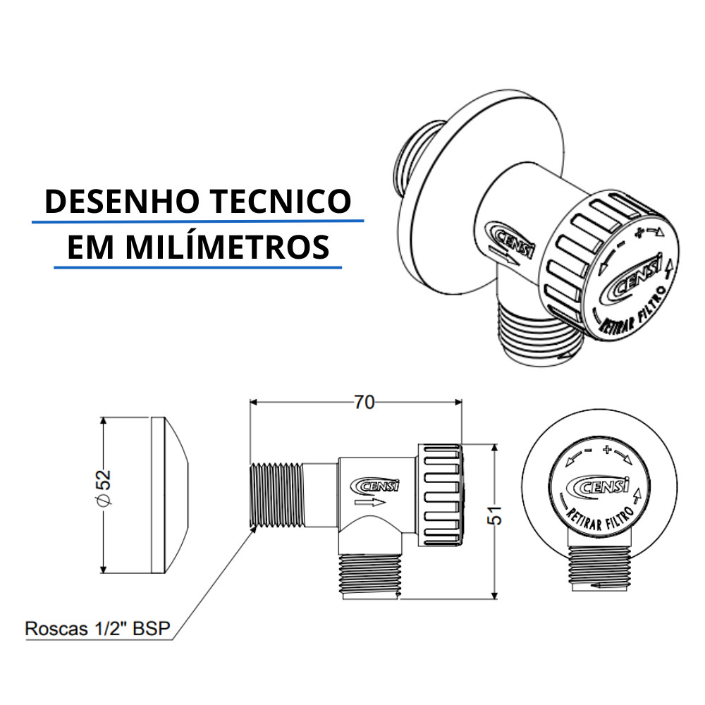 Registro Regulador De Vazao Cromado 1/2 Censi — imagem 2 de 2