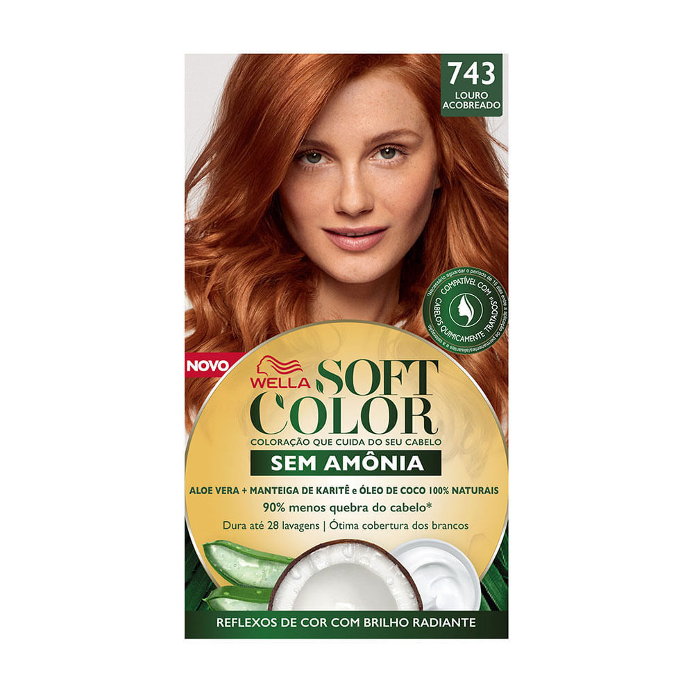 Tintura Soft Color Sem Amônia Louro Acobreado 743 Kit em Oferta na Shopee