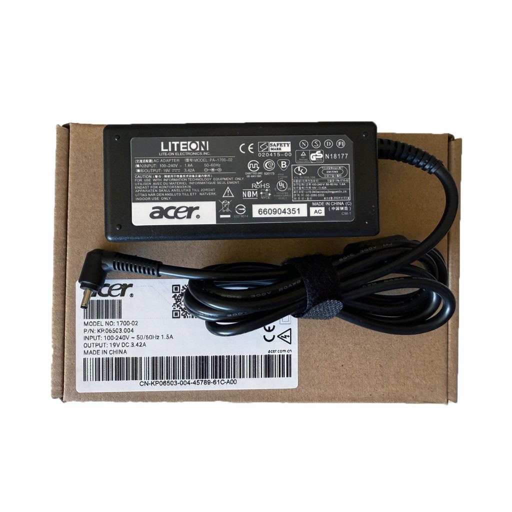 Fonte Para Notebook Acer Aspire Iconia A515-54-59x2 Pino Fino 65W Bivolt Cor Preto