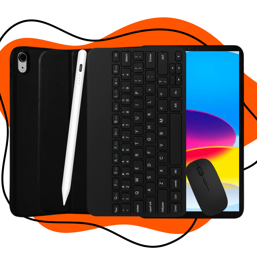 Kit Capa Smart Teclado Mouse E Caneta Para iPad 10 e 11 Preto