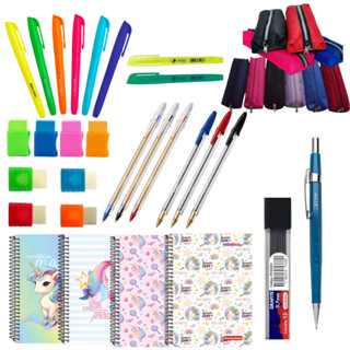 Kit Universitário Completo 9 Itens Caderno Unicórnio 10 Matérias Canetas Lapiseira grafite em Oferta na Shopee