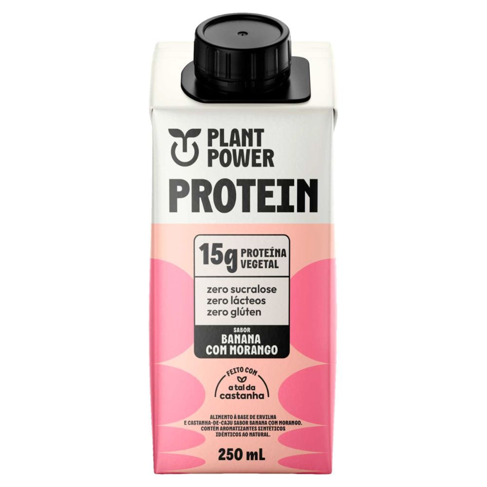 Protein Plant Power 15g de Proteína Vegetal Sabor Banana com Morango 250ml em Oferta na Shopee
