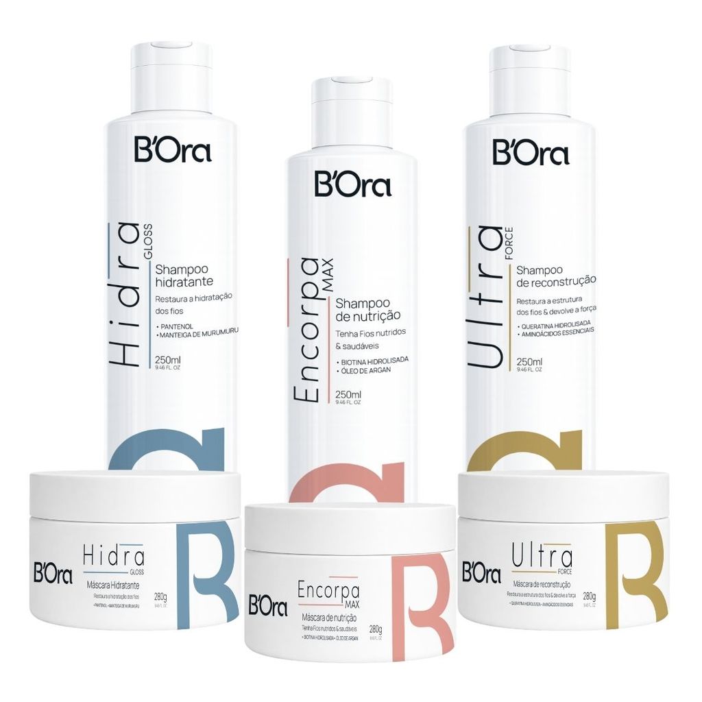 Kit Cronograma Capilar Profissional 6 Produtos Hidratação Nutrição Reconstrução Cabelos Danificados
