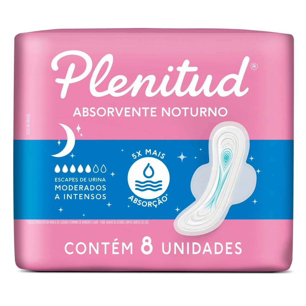 Absorvente Plenitud Noturno com Abas 8 Unidades