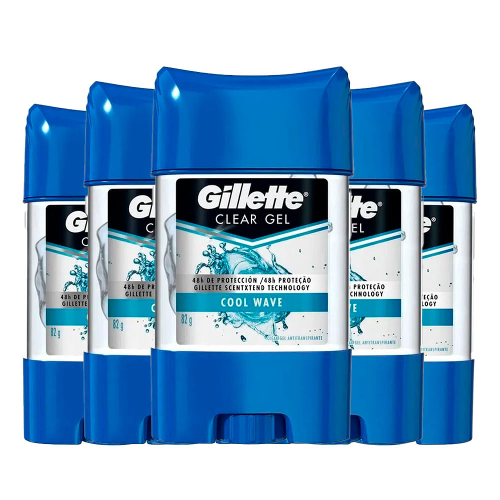 Kit Desodorante Gillette Clear Gel Cool Wave 82g - 5 Unidades em Oferta na Shopee