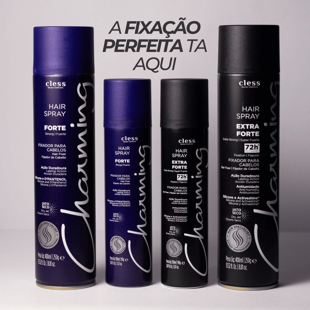 Spray Fixador Para Cabelo Charming Black Extra Forte 400ml em Oferta na Shopee