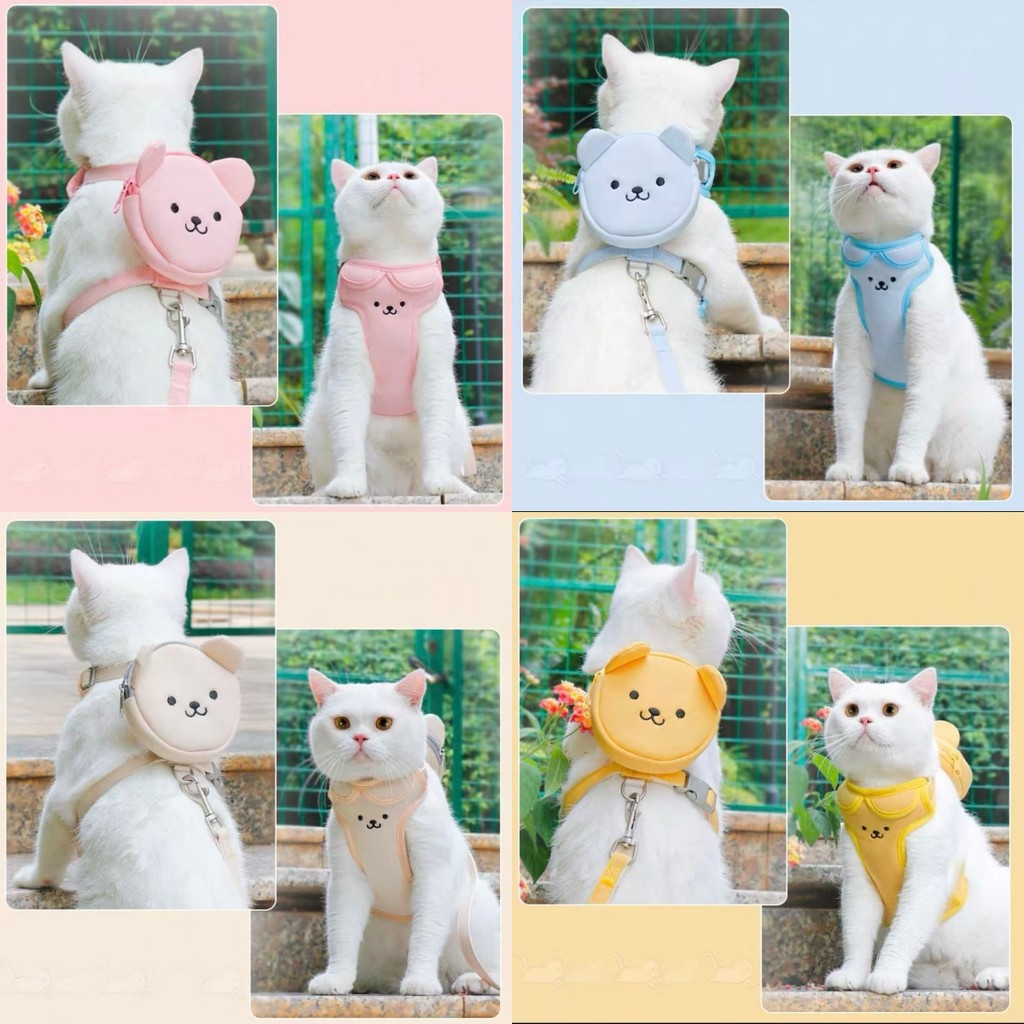 Coleira DE Peitoral Com Guia e Bolsa Removível Para Cachorro Pet Cães Pequenos E Médios Gato De Viagem