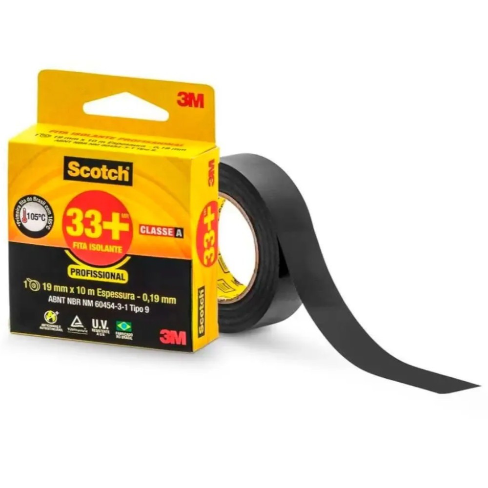 Fita isolante 19 mm x 10 metros - SCOTCH 33 - 3M em Oferta na Shopee