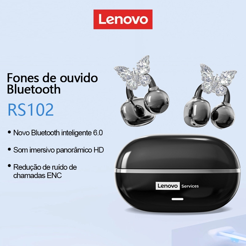 Lenovo RS102 Fone De Ouvido Sem Fio Microfone ENC Chamada Cancelamento De Ruído Modo De Jogo Resposta Rápida Bluetooth 6