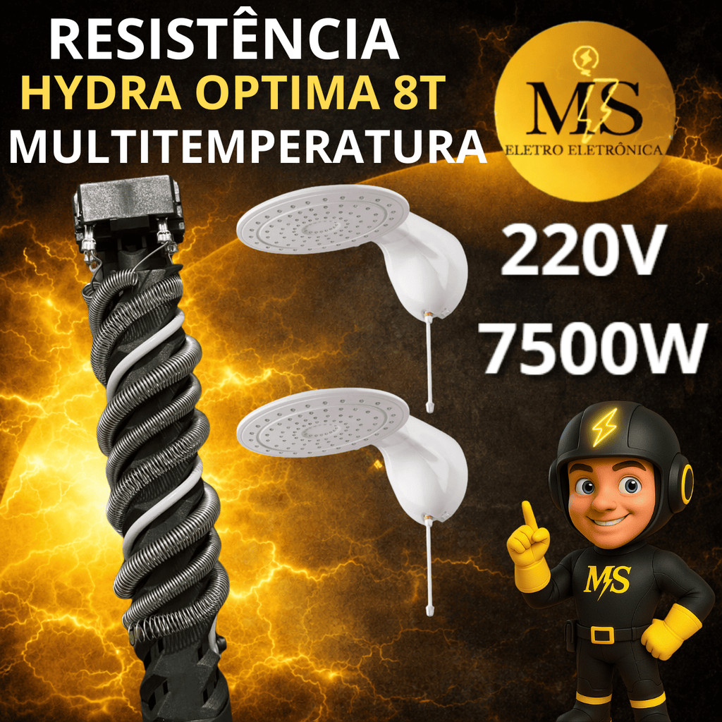 Resistencia Hydra Optima 8t Multitemperatura e Turbo 220v 7500w Ms Eletro Eletrônica