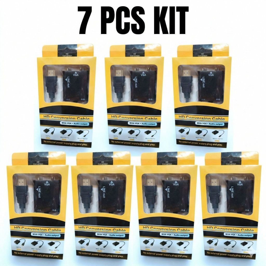 Atacado Kit 5/7 Cabo Conversor Adaptador Hdmi Para Vga Com Saída P2 Áudio
