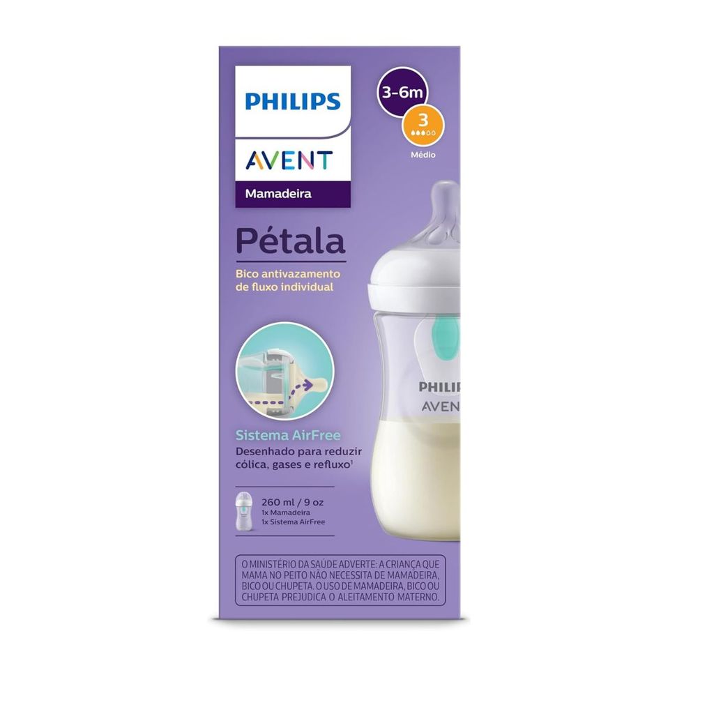 Mamadeira Pétala 3.0 Air Free 260ml 1m+ Philips  -  Avent