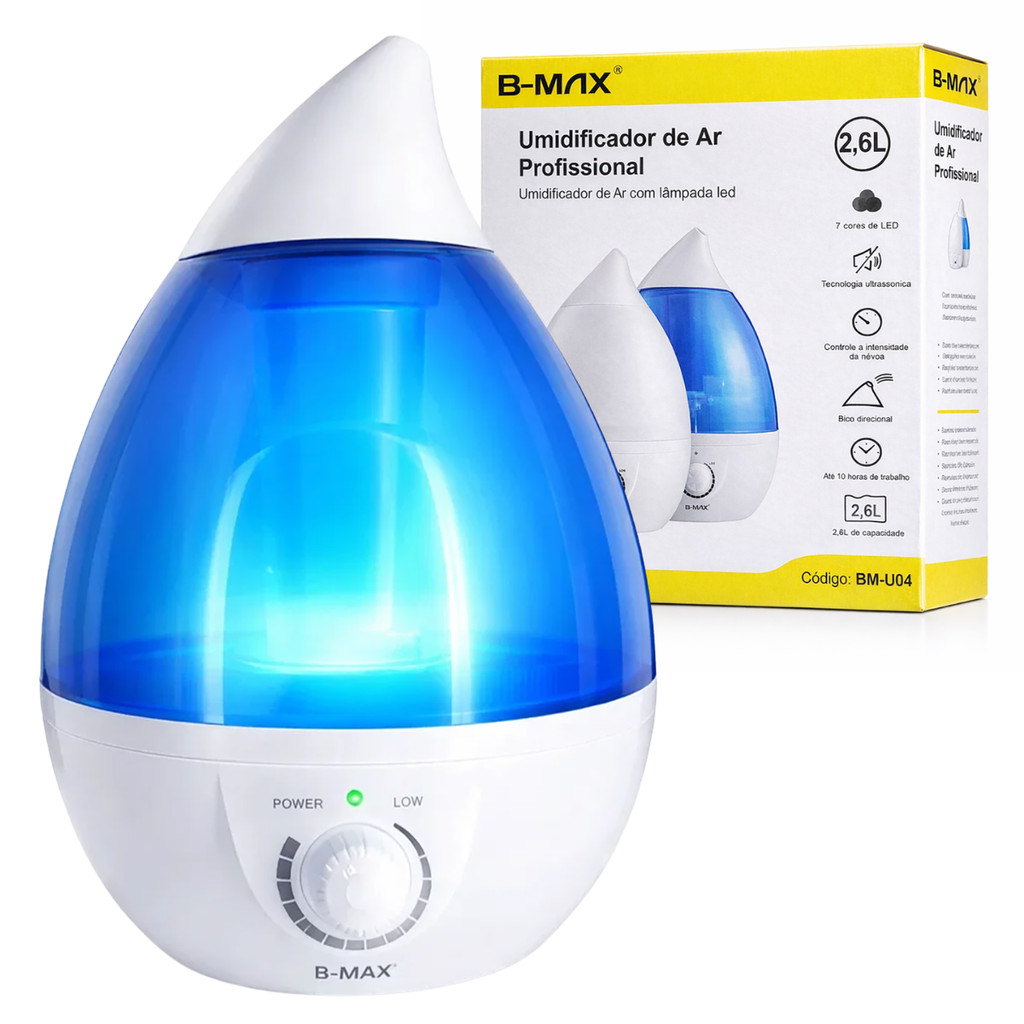 Umidificador de Ar 2.6L Difusor Aromático LED Silencioso Bivolt BMax 10h Autonomia em Oferta na Shopee