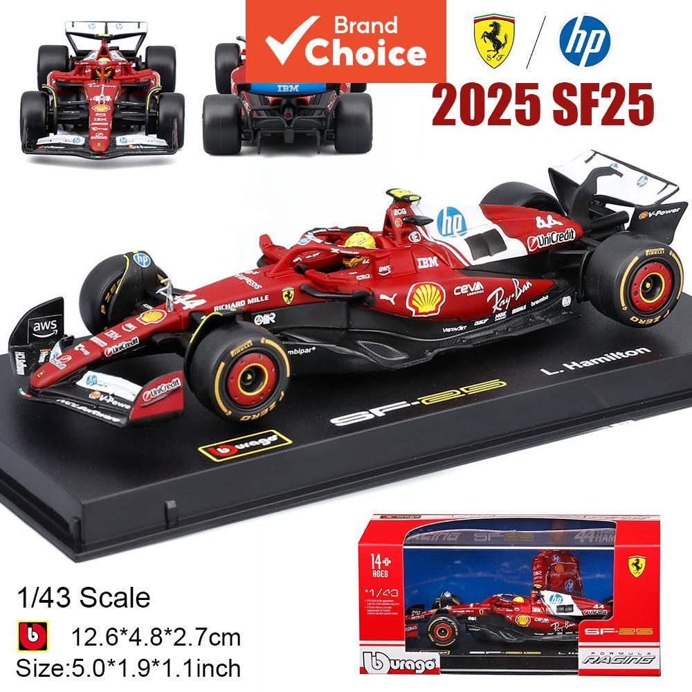 Bburago 1:43 F1 2025 Ferrari SF25 #16 Charles Leclerc #44 Lewis Hamilton Carro Modelo em Liga de Die Cast