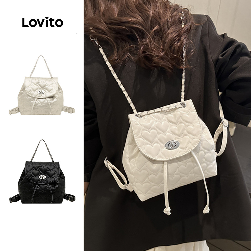 Lovito Mochila Feminina Casual Acolchoada Para Faculdade LFA110108 em Oferta na Shopee