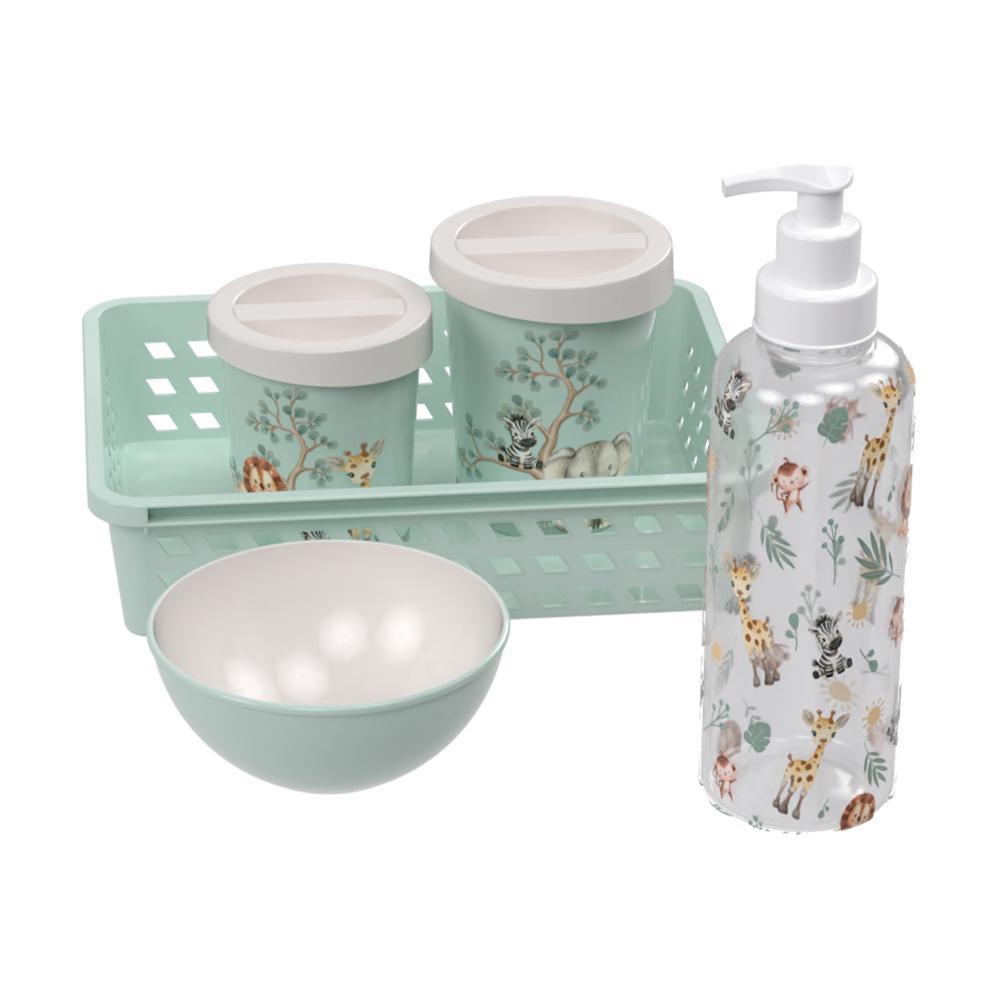 Kit Higiene Safari Bichinhos Verde Bebê 5 Peças Plasútil em Oferta na Shopee