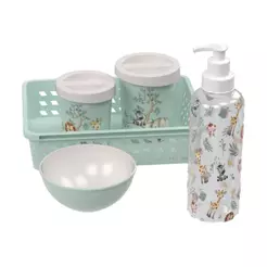 Kit Higiene Safari Bichinhos Verde Bebê 5 Peças Plasútil