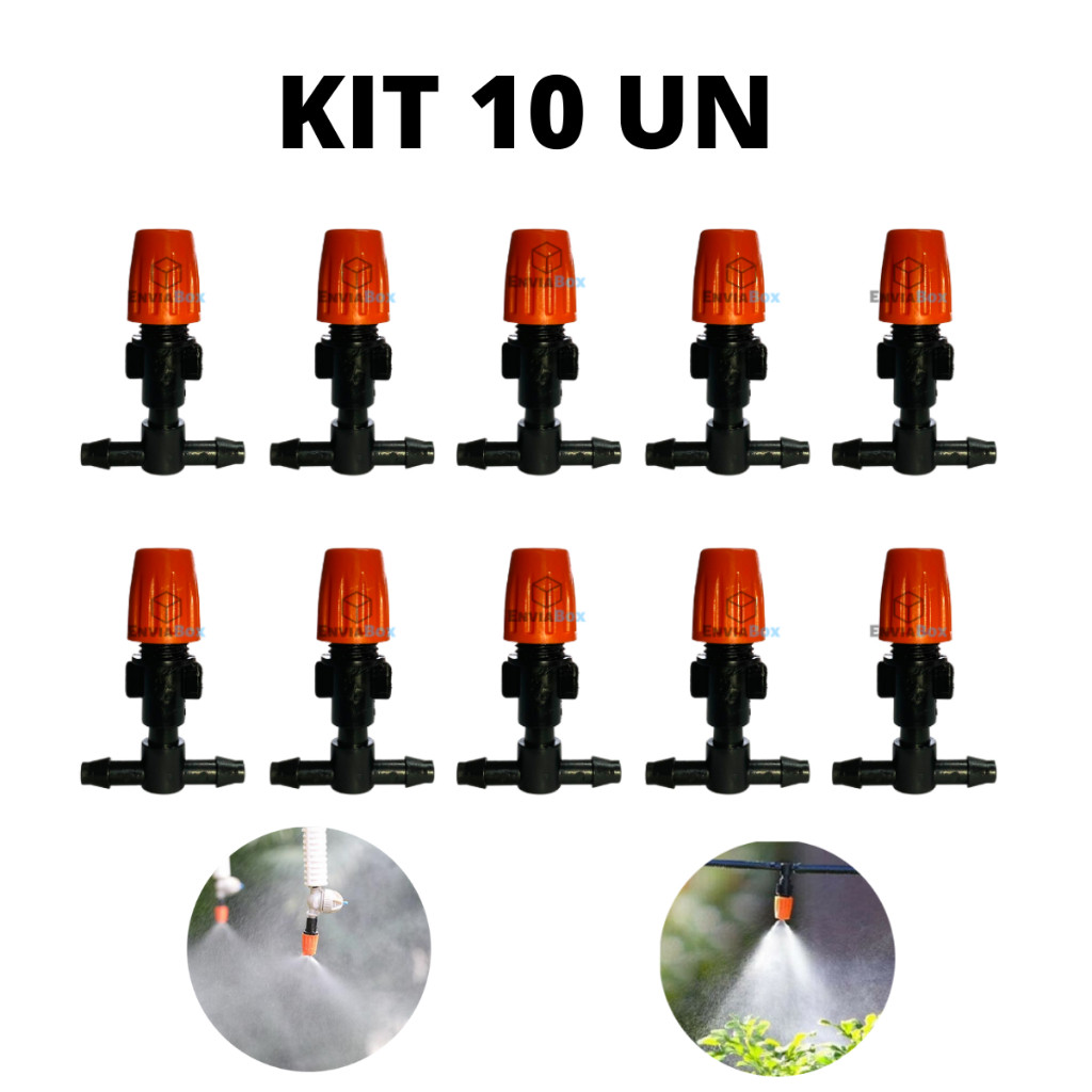 Kit 10 Peças Bico Nebulizador Aspersor Irrigação Ajustável jardim hortas plantas
