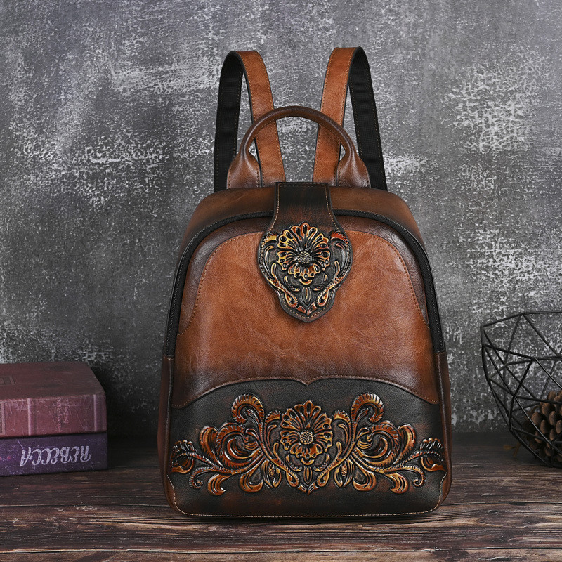 Nova Retro senhoras mochila em relevo costura resistente ao desgaste choque-Re