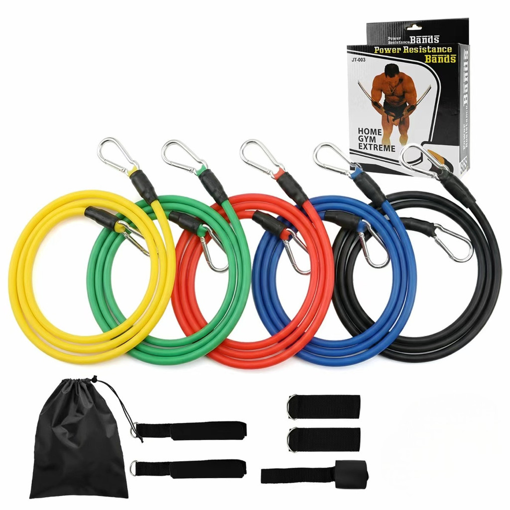 Kit Elástico Extensor Musculação 5 Níveis Resistência Treino Funcional Academia