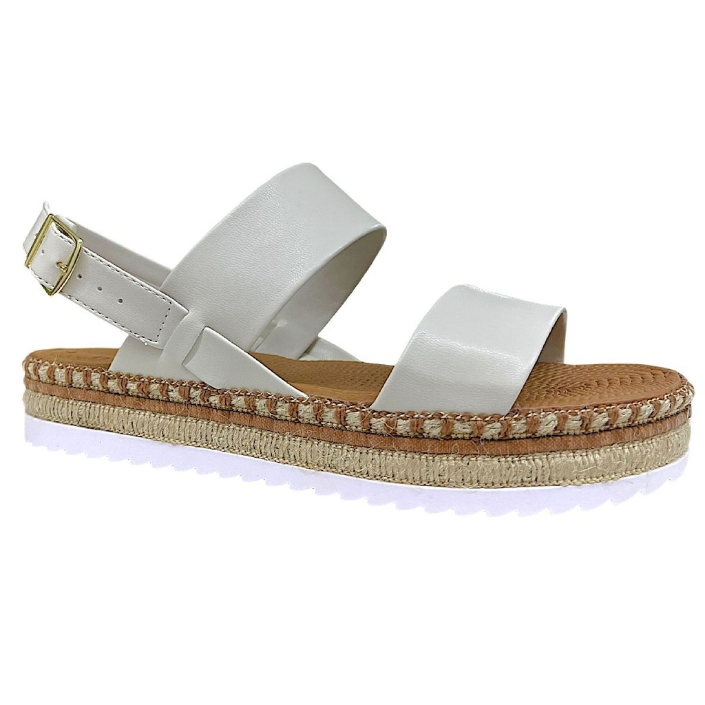 Sandália Feminina Moleca Papete Flatform Corda 5447.518 Bco