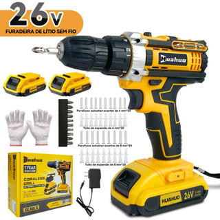 Furadeira Parafusadeira 26V/18V/12V Baterias Sem Fio Impacto Com Maleta Completo Broca Bits Caixa de papelão~ em Oferta na Shopee