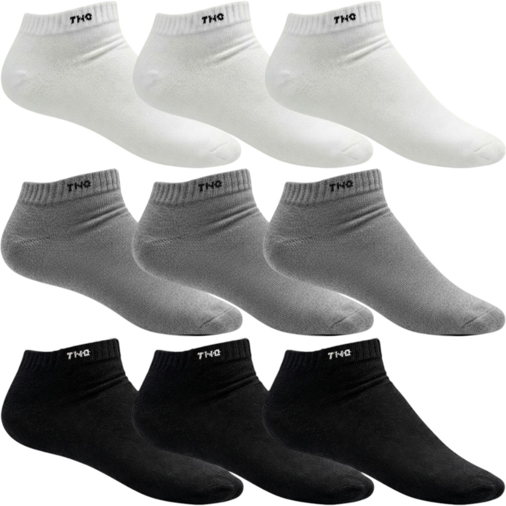 Kit 9 Pares de Meia Algodão Lisa Cano Curto Casual Unissex 39-43 TNO em Oferta na Shopee