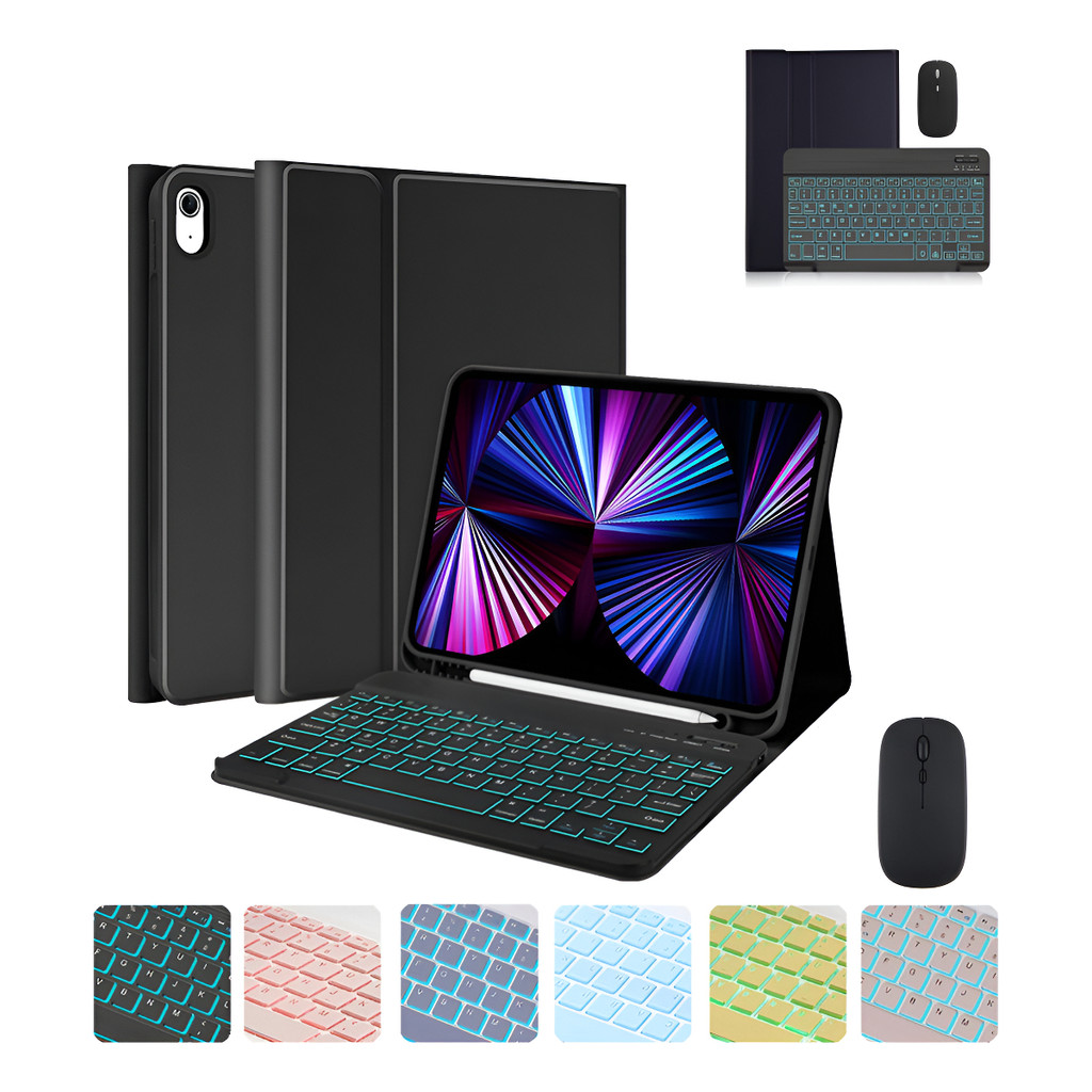 capa com teclado iluminado e mouse para Samsung Tab A7 A8 S6 lite S7 S8 S8 Ultra S7+ S8+ S7FE A9+