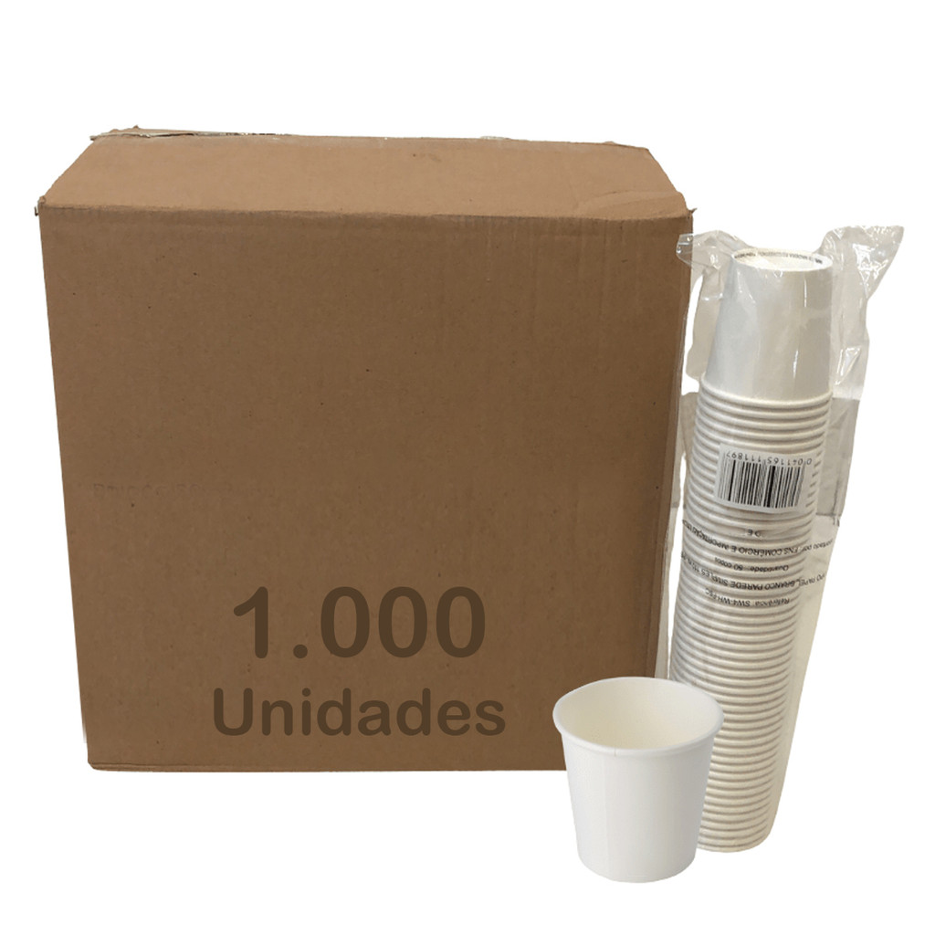Copo Papel Branco 110ml Biodegradável Térmico C/1000 em Oferta na Shopee