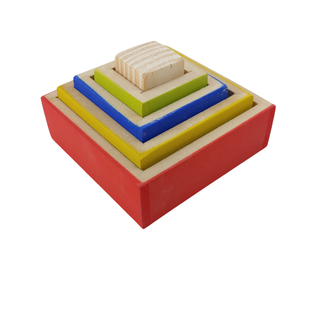 Cubos de Encaixe 5 peças Brinquedo Educativo Montessoriano em Mdf