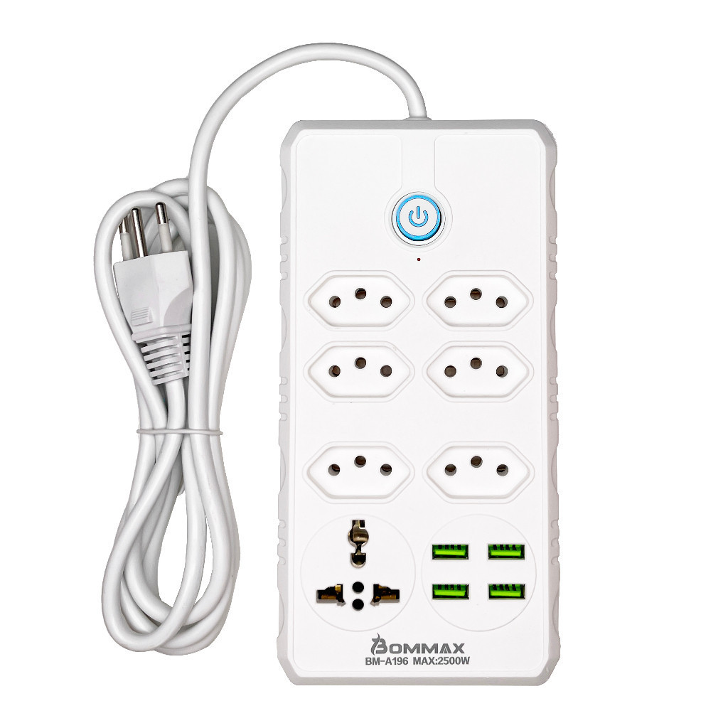 Filtro de Linha Extensível de 2Metros 6 Tomadas + 4 PortasUSB +1 Tomada Universal  Segurança Certificada e Conexões em Oferta na Shopee