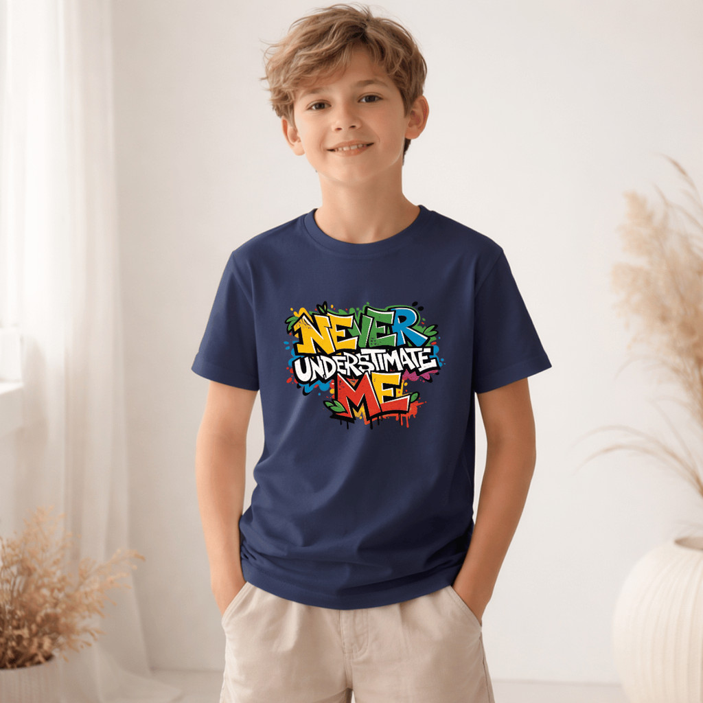 Camiseta Infantil e Juvenil Never Me Colorido 100% Algodão Premium Criança Personalizada Unissex Blusa Camisa