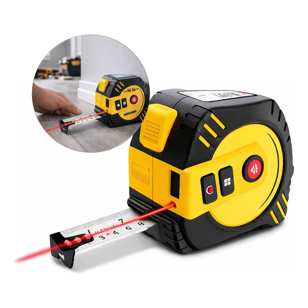 Trena Digital 2 em 1 40M Fita métrica 5M Laser Multifunções Bomvink Medição Área e Volume