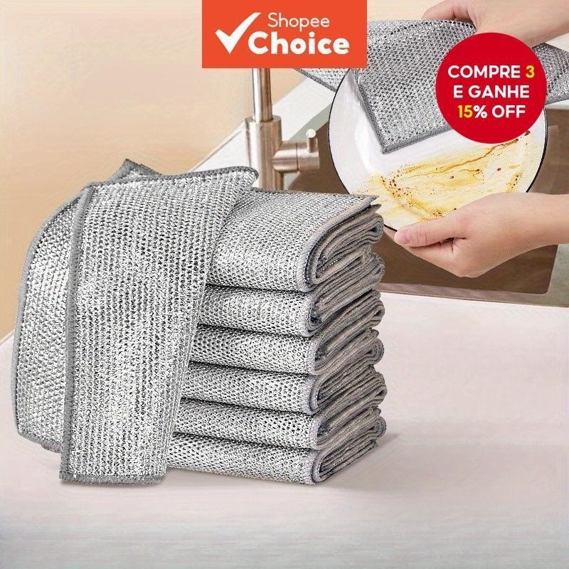 KIT5/10 Conjunto de esponjas de aço- Pano para remover gordura para limpar panelas/fogões, poderoso desengordurante