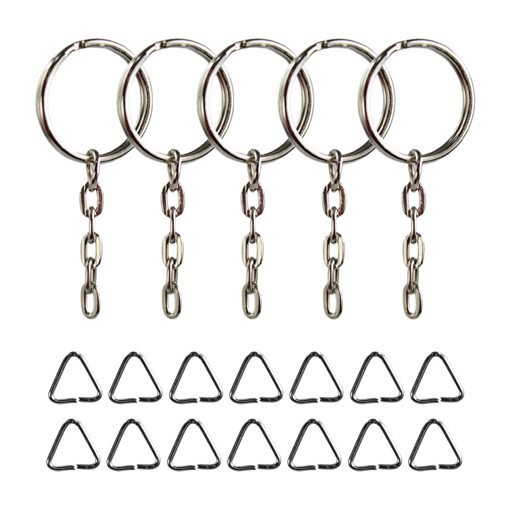 Argolas Prata Para Chaveiro Artesanato 23mm Com Corrente 5 Elos 200 Unidades