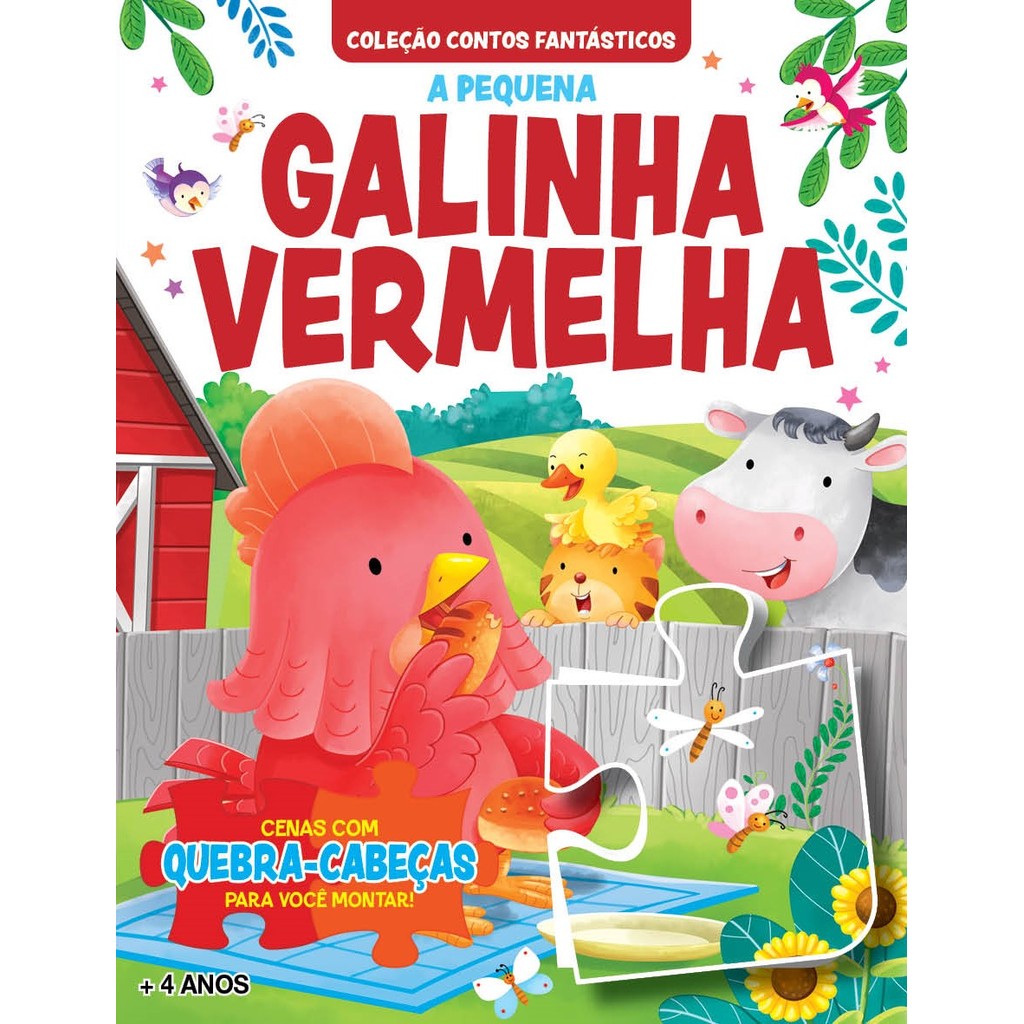 Coleção Contos Fantásticos - A Pequena Galinha Vermelha | Livro Quebra-Cabeça Livros MK Livro