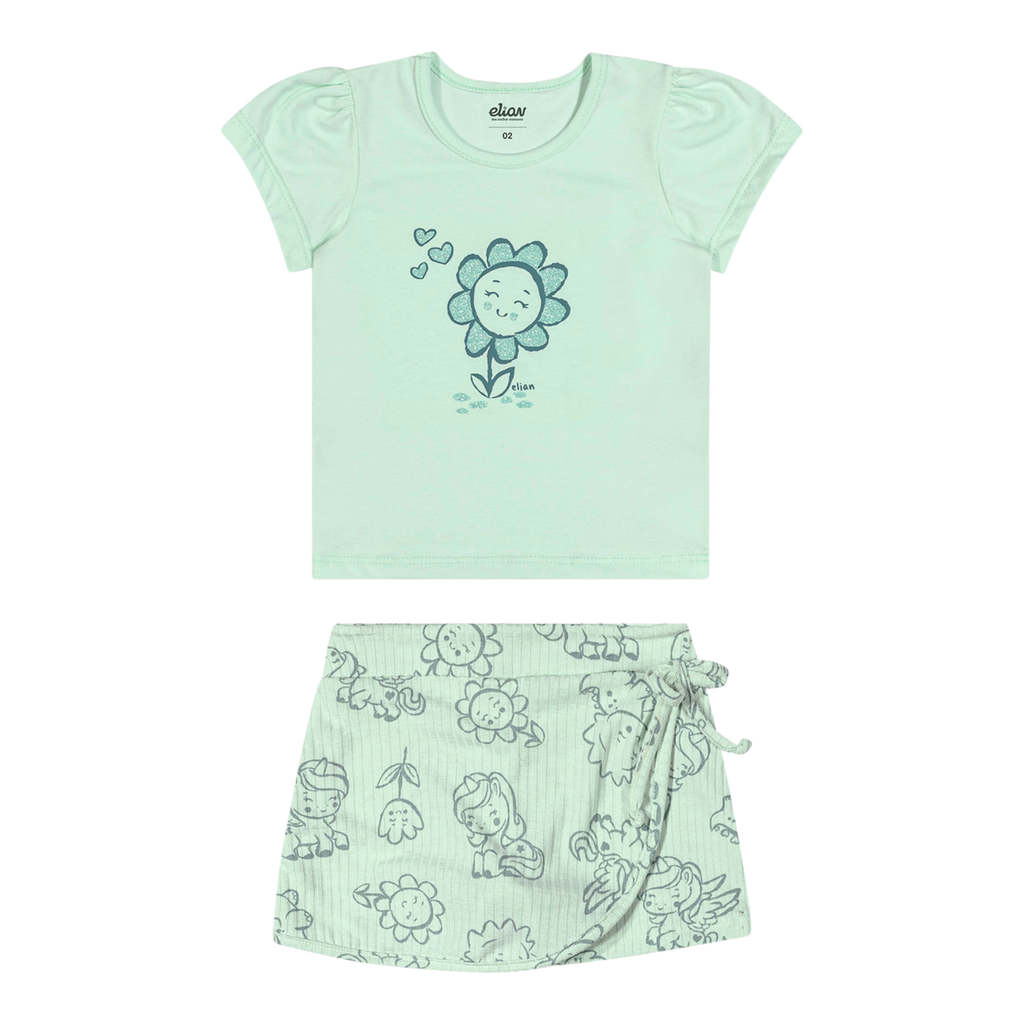 Conjunto Bebê Menina Florzinha Glitter Elian Verde em Oferta na Shopee