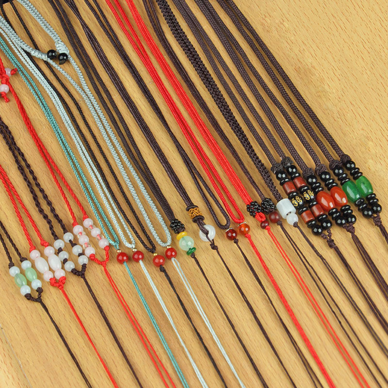 Cordão pingente multicolorido pendurado pescoço corda jade ágata ajustável trançado cordão colar corda com contas de jad
